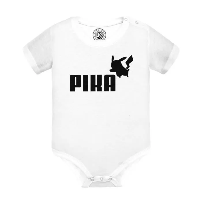 Body Bébé Manche Courte Blanc Pika Parodie Film Anime Marque Humour