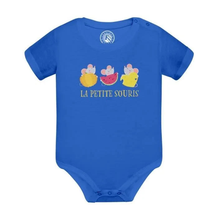 Body Bébé Manche Courte Bleu La petite Souris Halloween Fruit Fromage