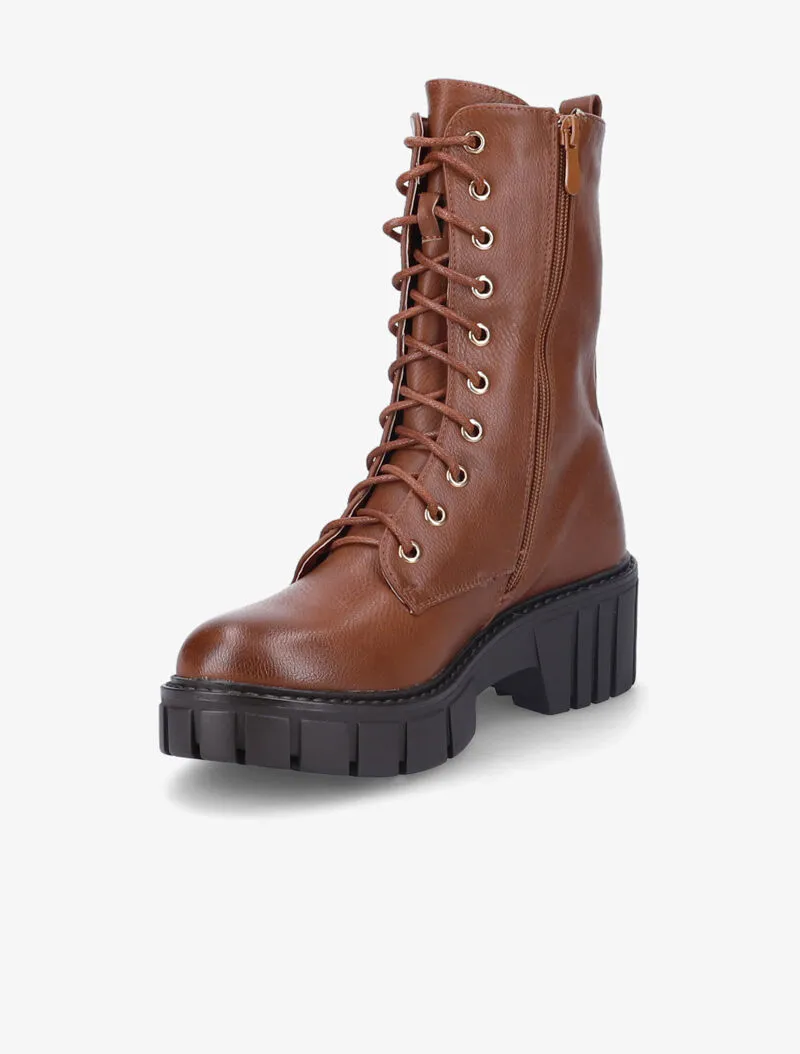 Bottines montantes à double zips décoratifs dorés