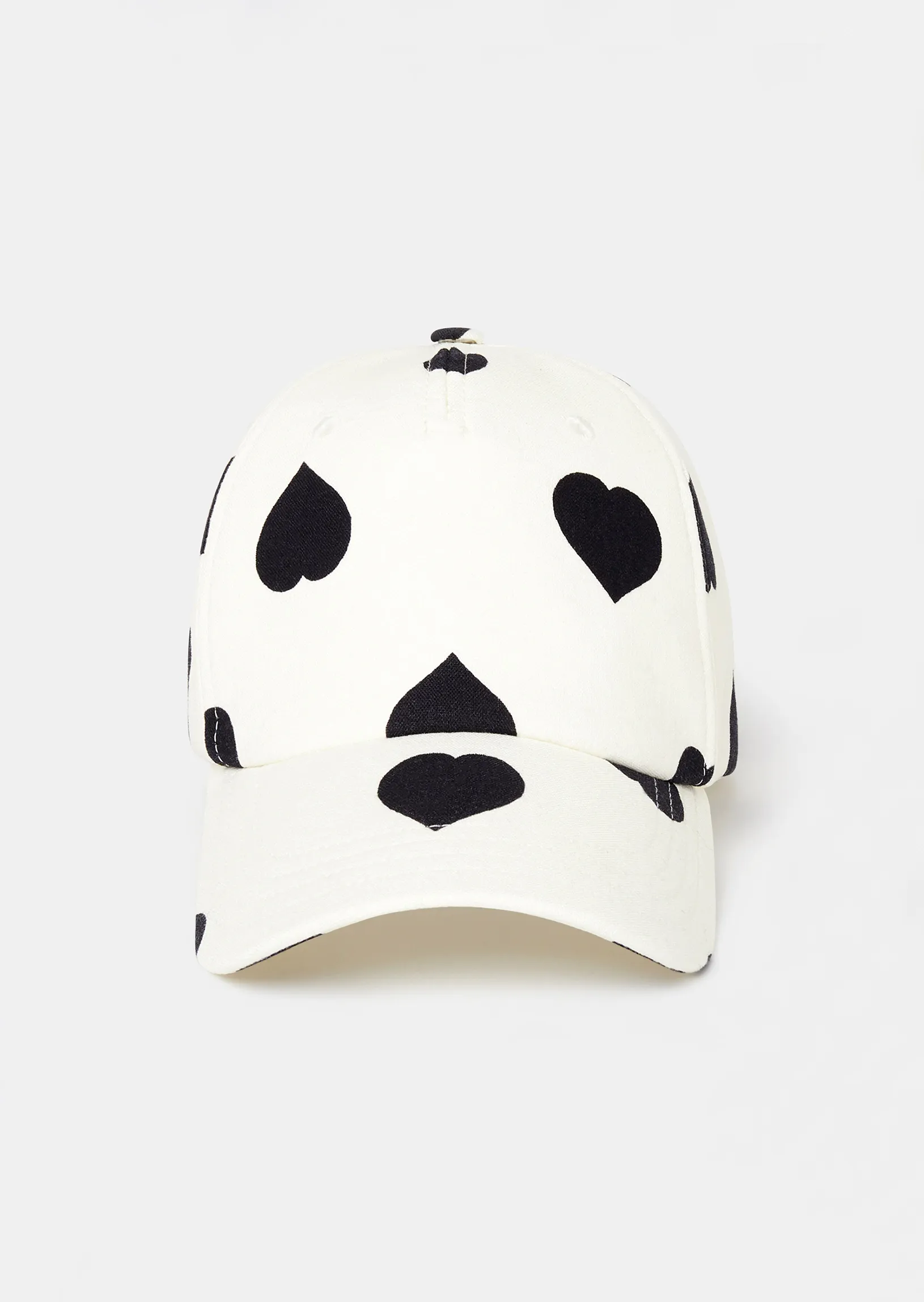 Casquette Carole écru à motif coeur noir