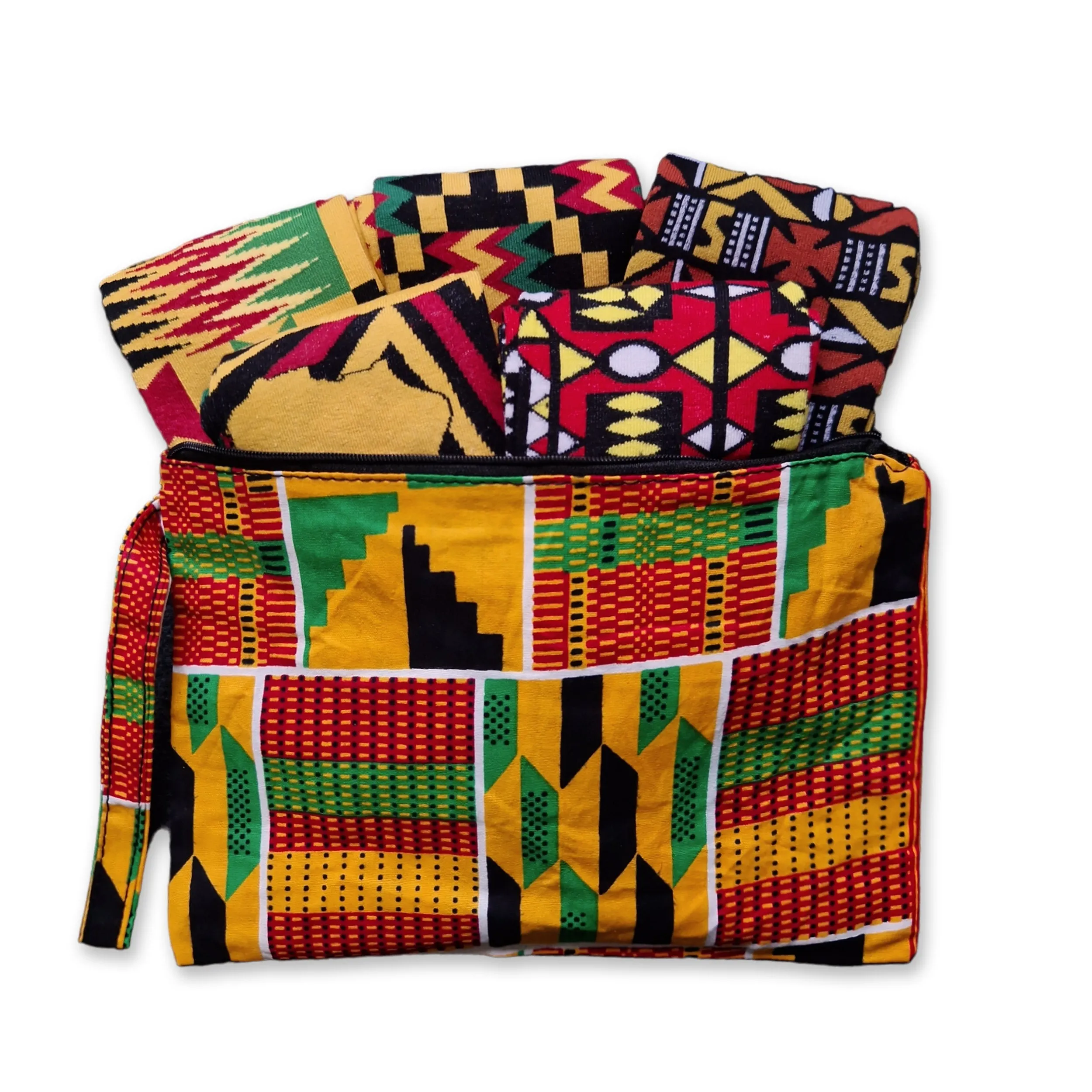 Chaussettes africaines / Ensemble de chaussettes afro MEDAASE en pochette - Lot de 5 paires
