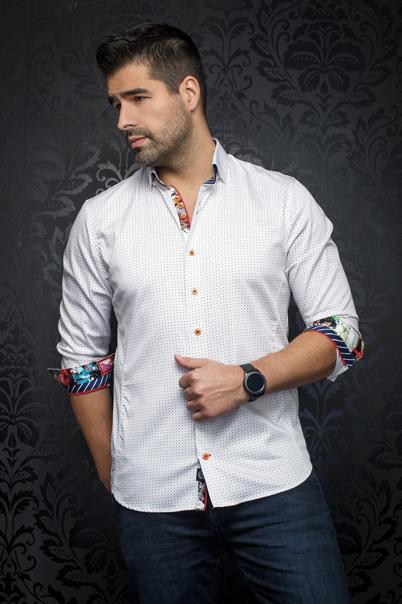 Chemise Au Noir | PALMER Blanc Orange