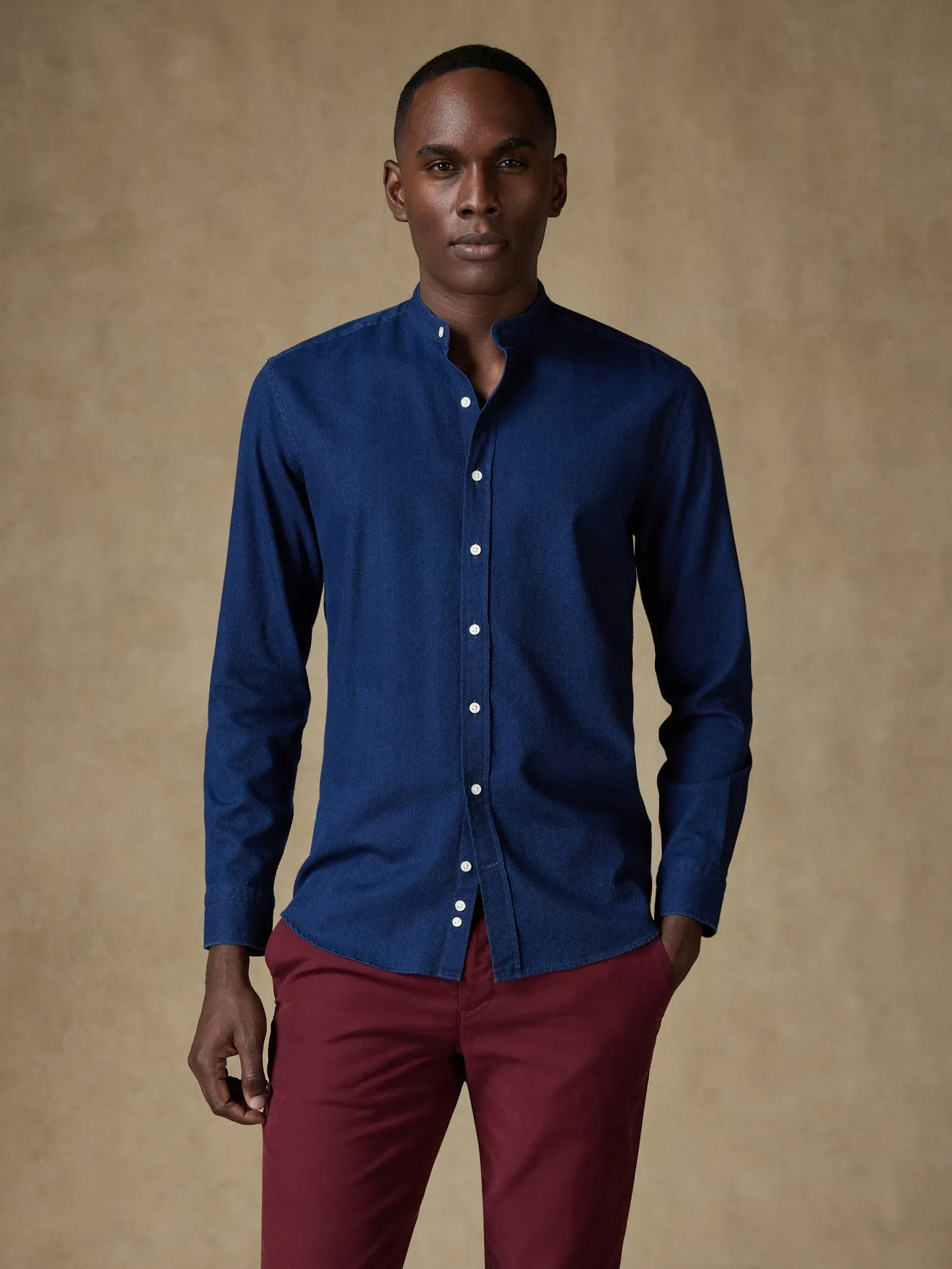 Chemise cintrée Alford en twill indigo