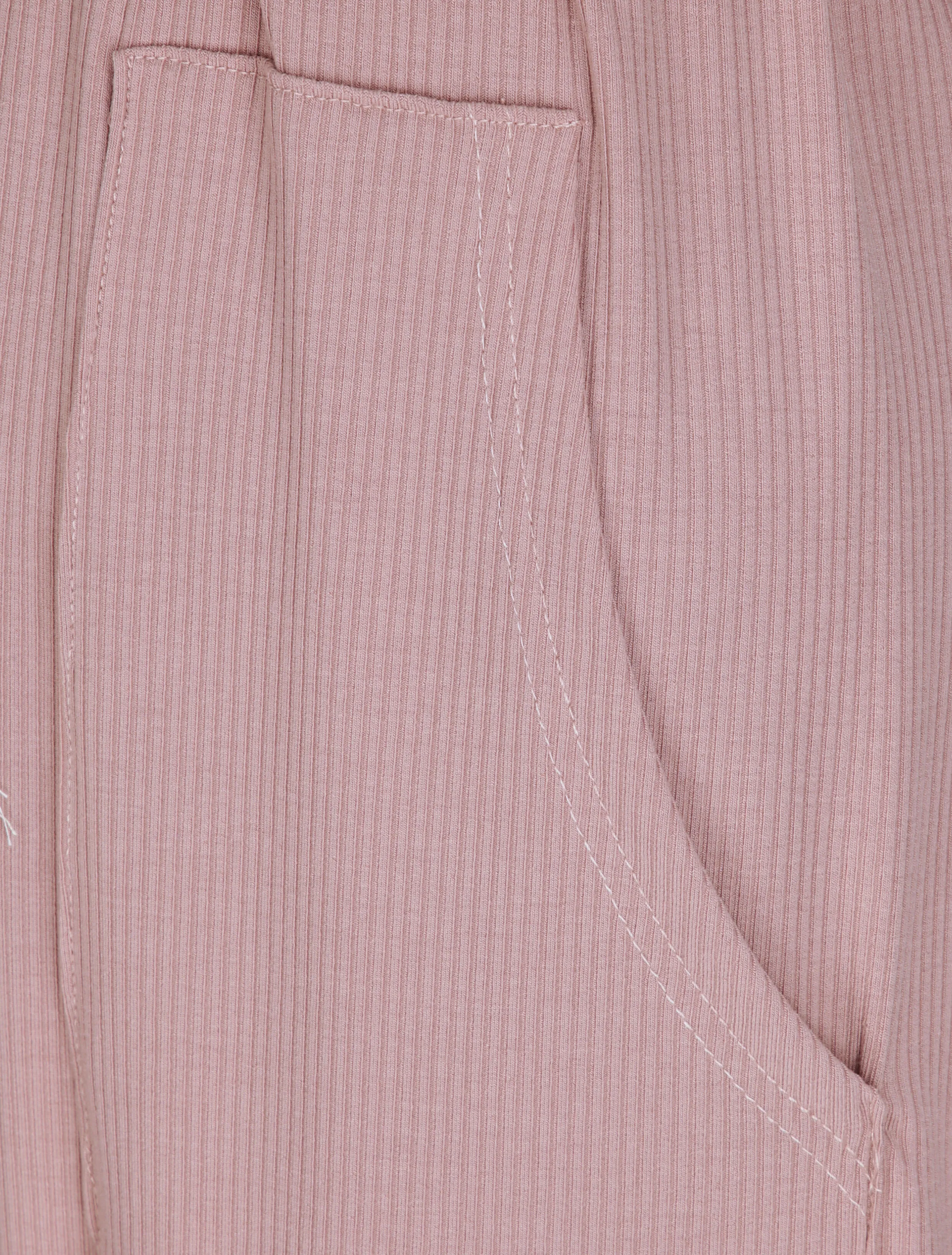 Combinaison oversize uni côtelée - Vieux rose