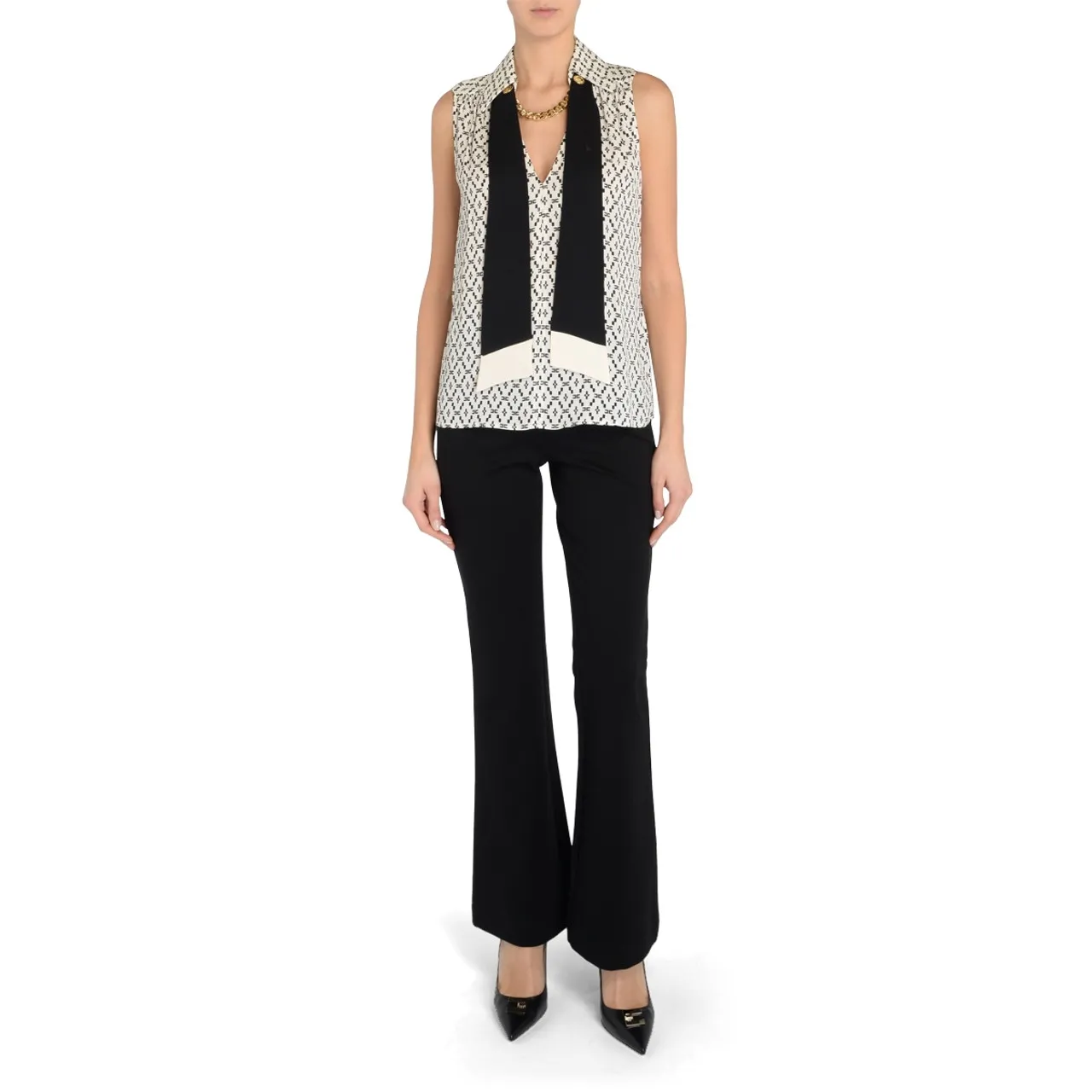 Elisabetta Franchi Chemisier noir et blanc 