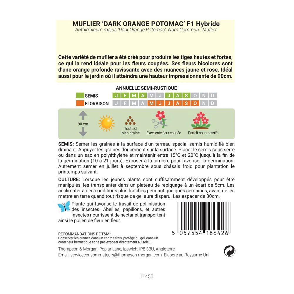 Graines de Muflier Dark Orange Potomac F1