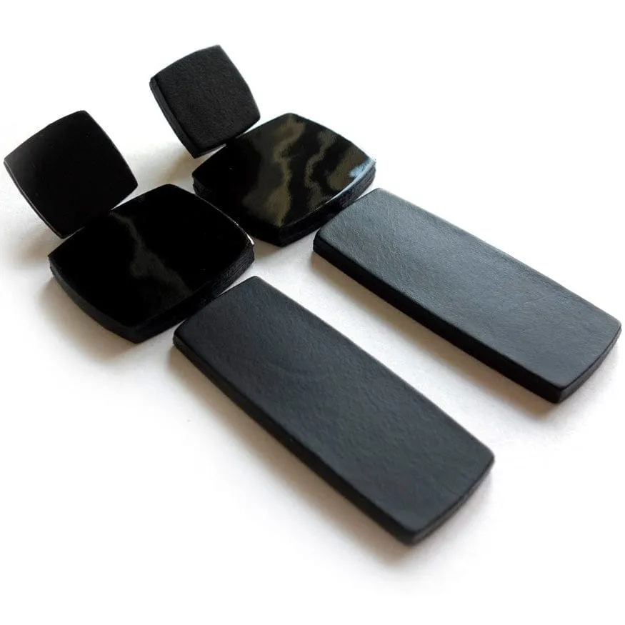 Grandes boucles d'oreilles en blocs de cuir