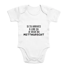 Je veux de la Mettwurscht - Body bébé - Alsace - Coton bio - imprimé fr