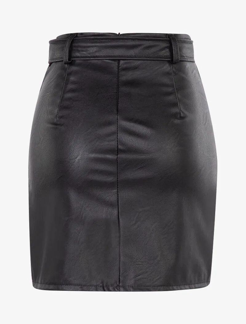 Jupe à zip et empiècement dentelle - noir