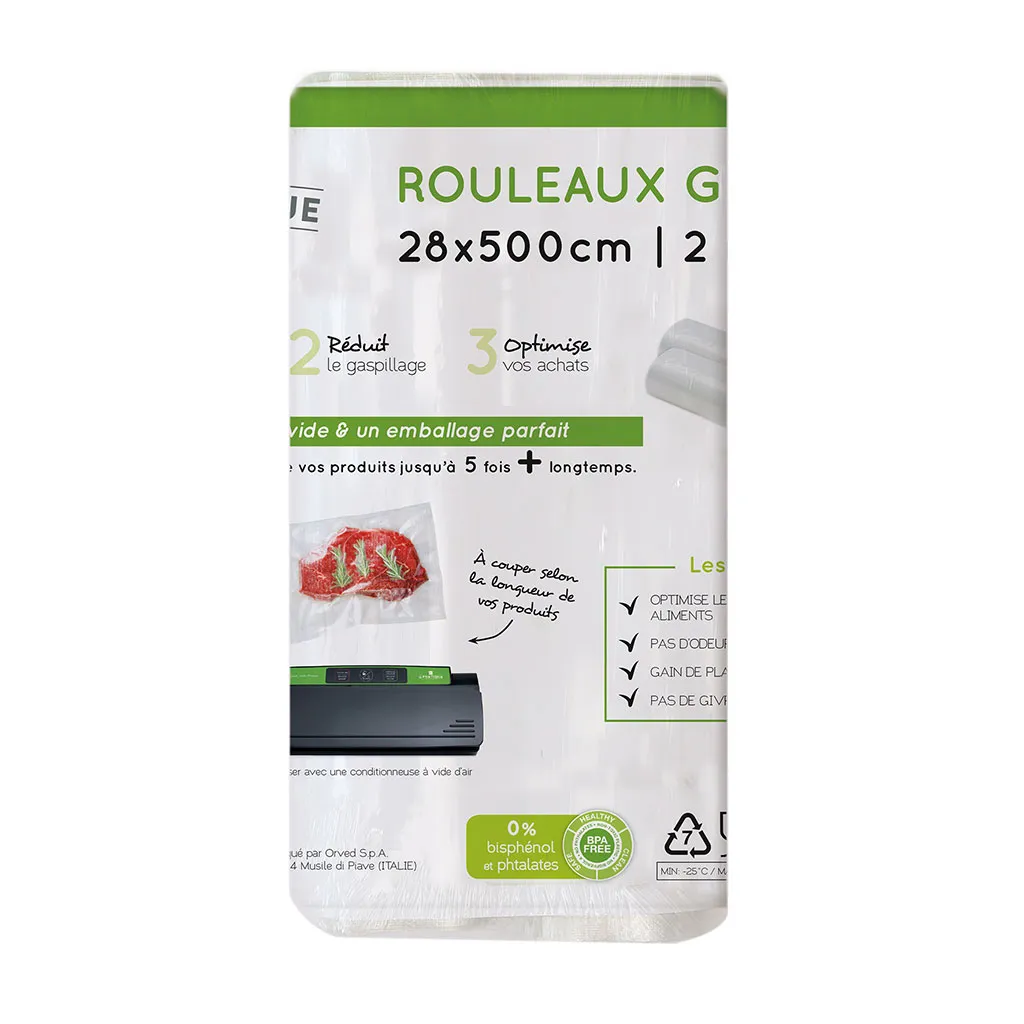 Lot de 2 rouleaux pour mise sous vide 28x500mm 