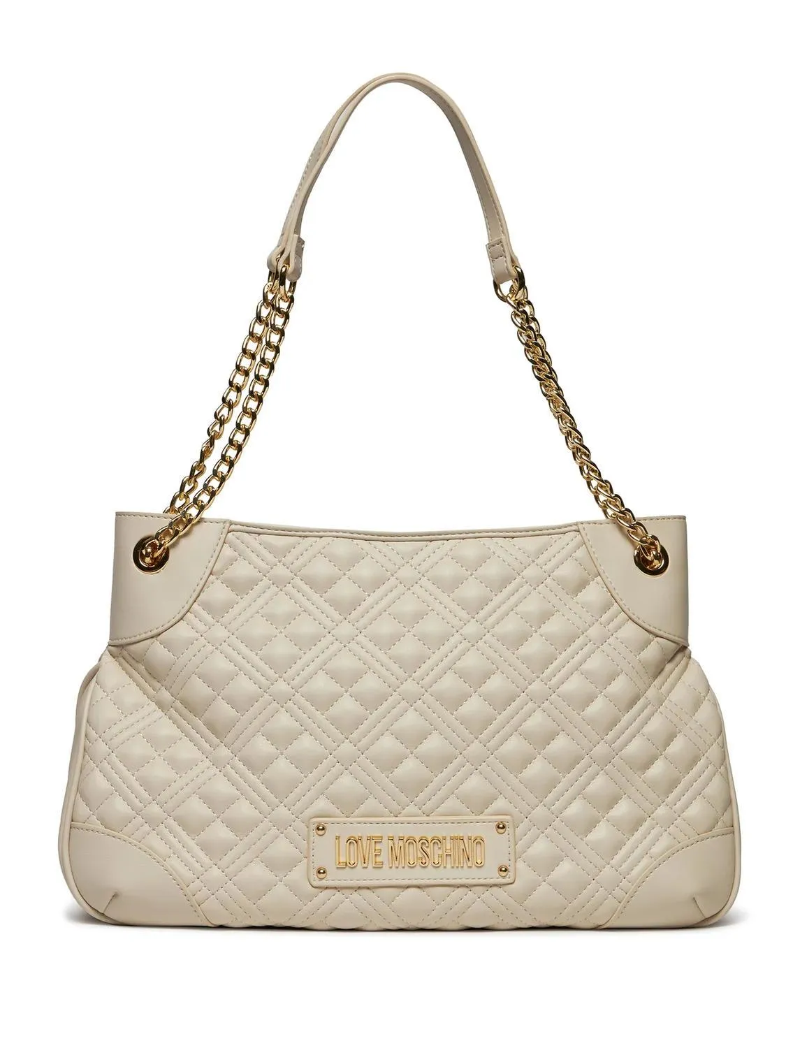 Love Moschino Quilted Chain Sac D'épaule Ivoire - Achetez À Prix Outlet!