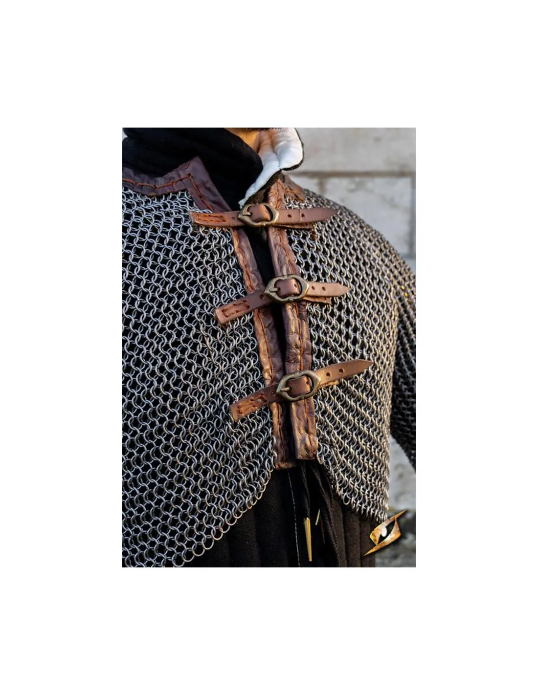 Manches en cotte de mailles couleur acier, fermeture à boucle ⚔️ Boutique Épées