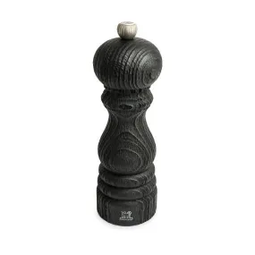 Moulin à sel manuel en bois upcyclé, noir, 18 cm - 7in