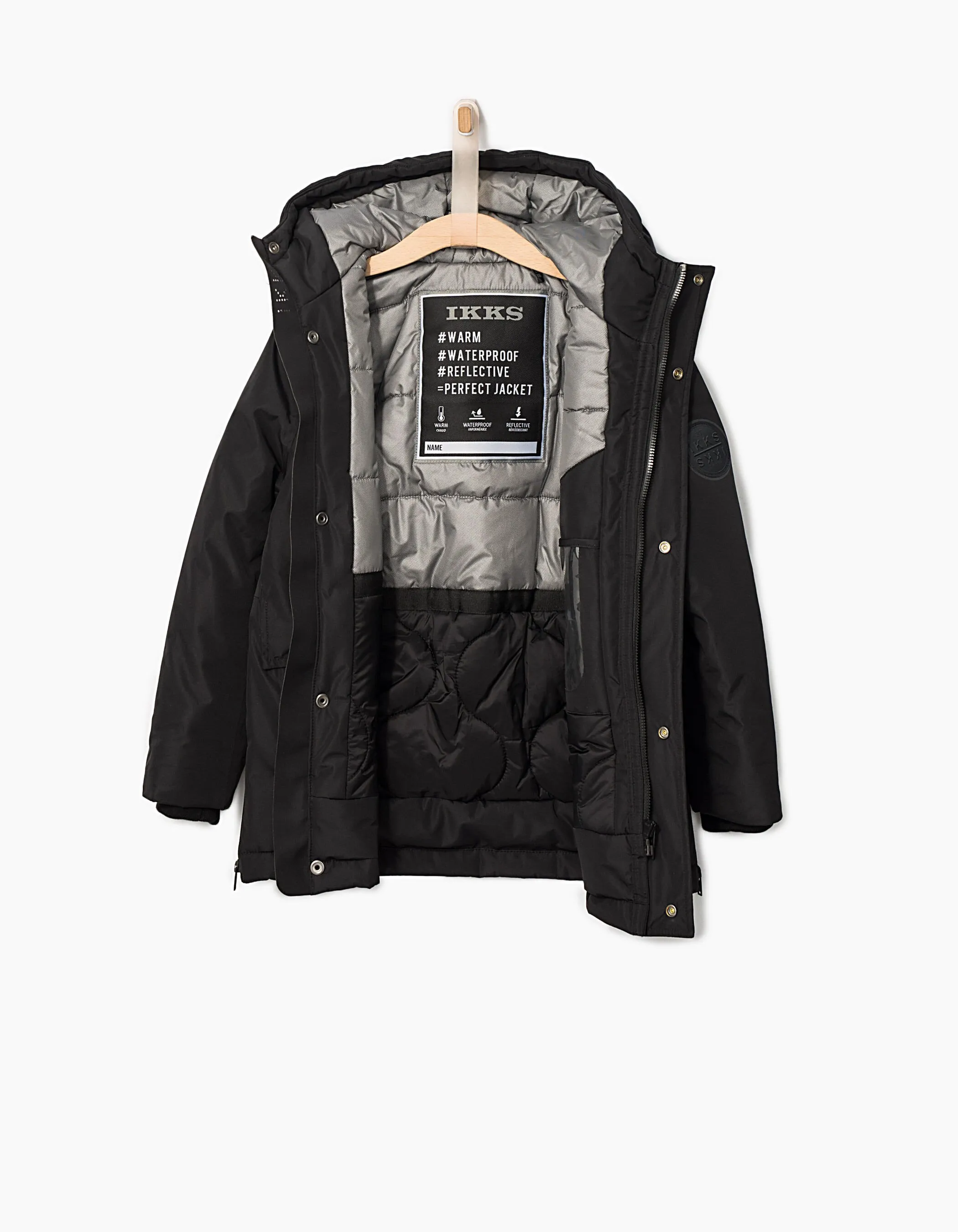 Parka noire chaude et waterproof garçon