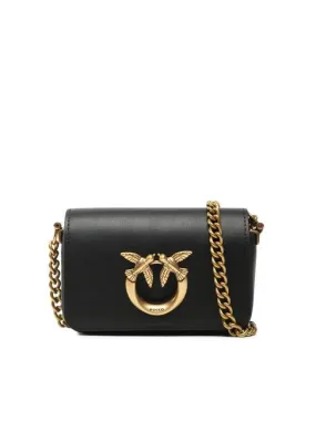 Pinko Love Click Sac Bandoulière Micro En Cuir Noir-Or Antique - Achetez À Prix Outlet!