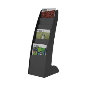 Présentoir porte-brochures sur pied Slim Curved courbé noir