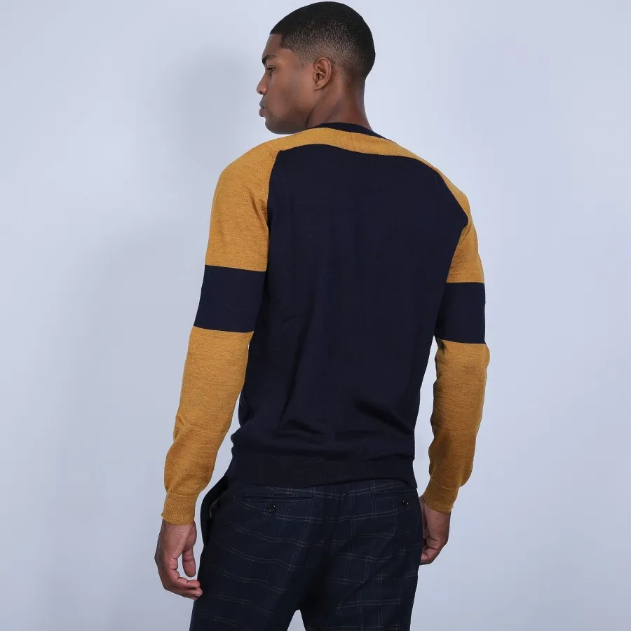 Pull bicolore col V en laine - Ruben