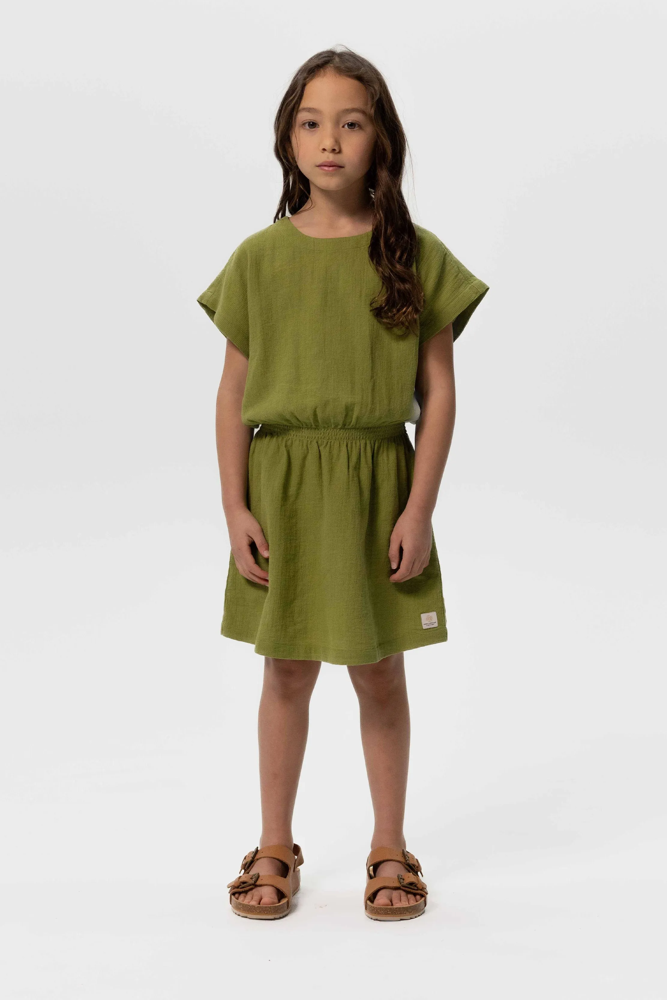 Robe avec structure gaufrée - vert