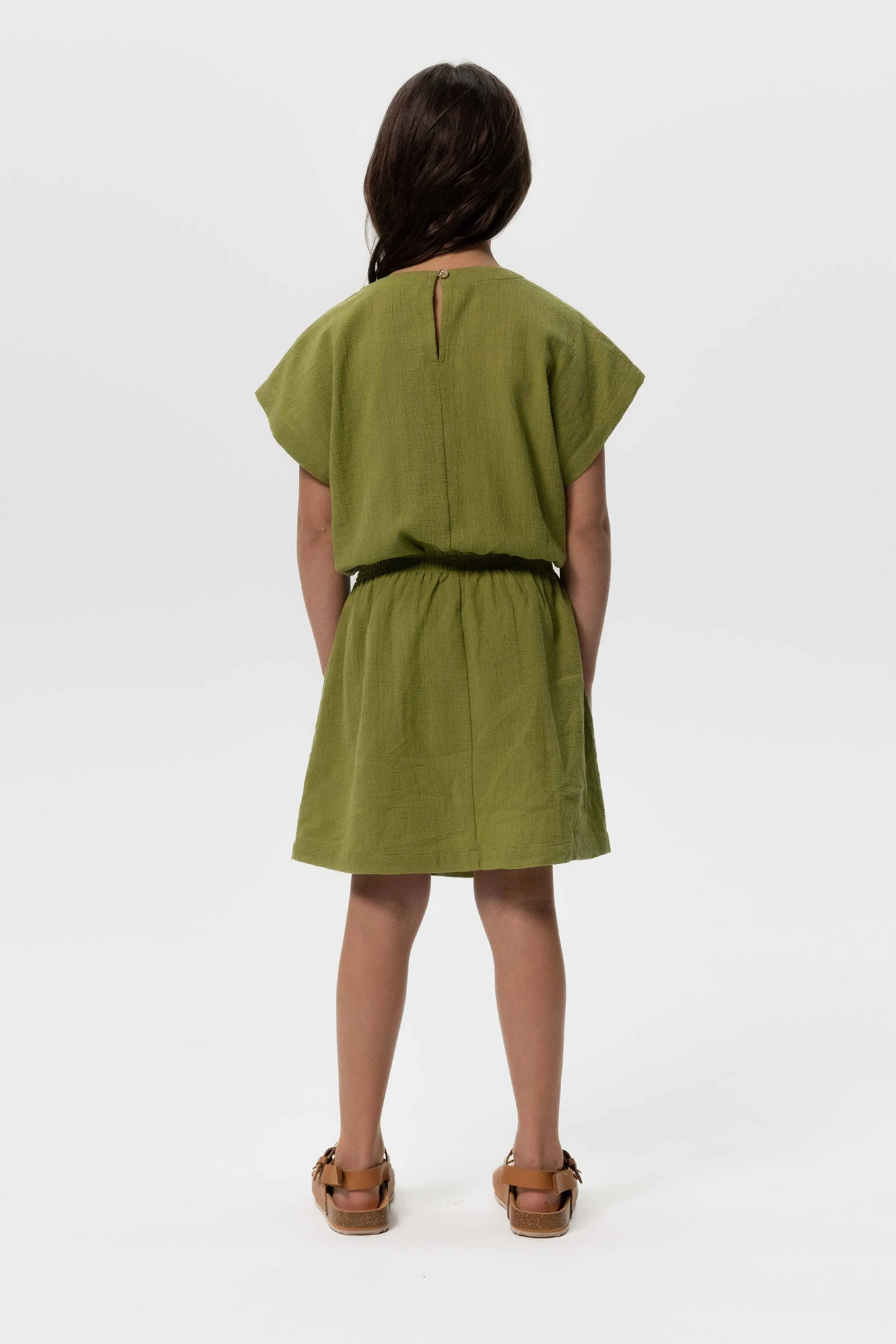 Robe avec structure gaufrée - vert