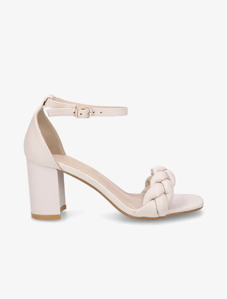 Sandales tressées à talon - Beige