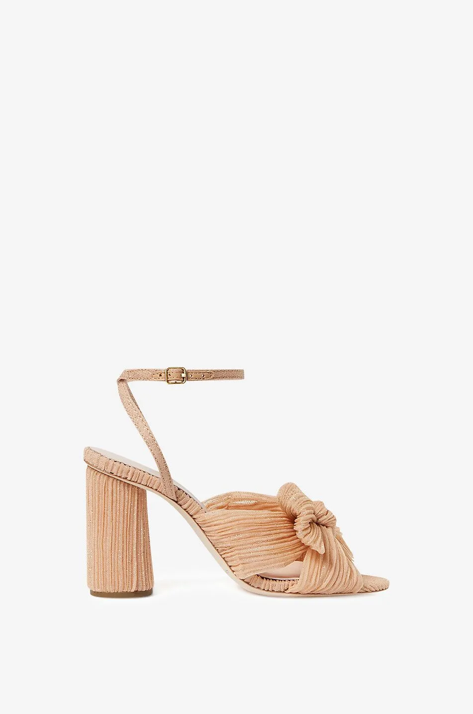 Sandales à talon en tulle plissé scintillant Camellia 90
