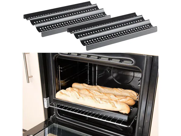 Support de cuisson perforé pour 3 Baguettes de pain Maison | Pâtisserie 