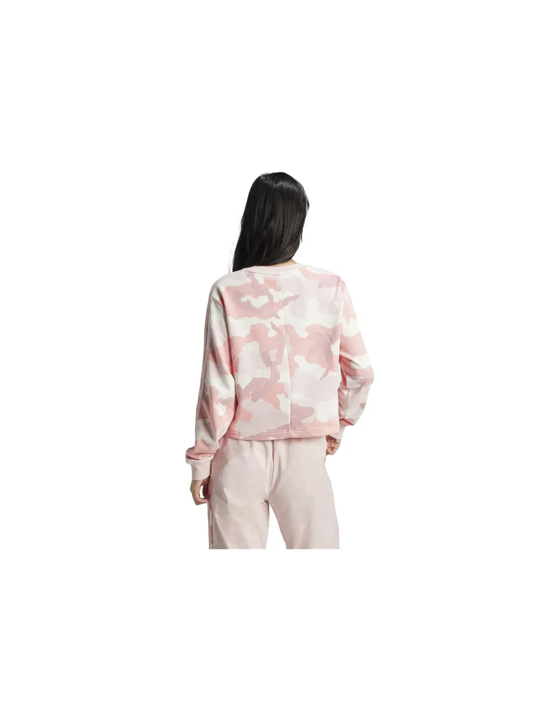 Sweat adidas Femme Essentials 3 Stripes Camo Print Cropped Pink