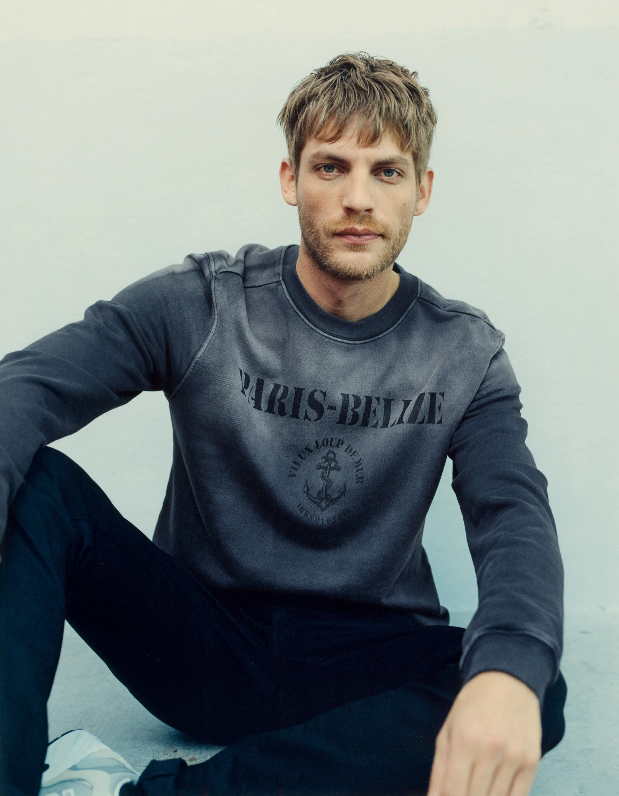 Sweat ardoise coton bio à message Homme