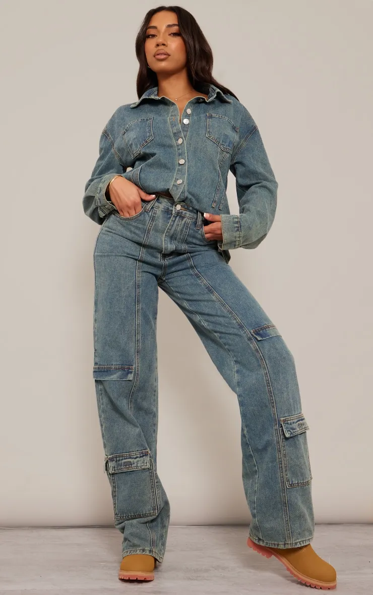 Tall Jean large délavé vintage à détail poches