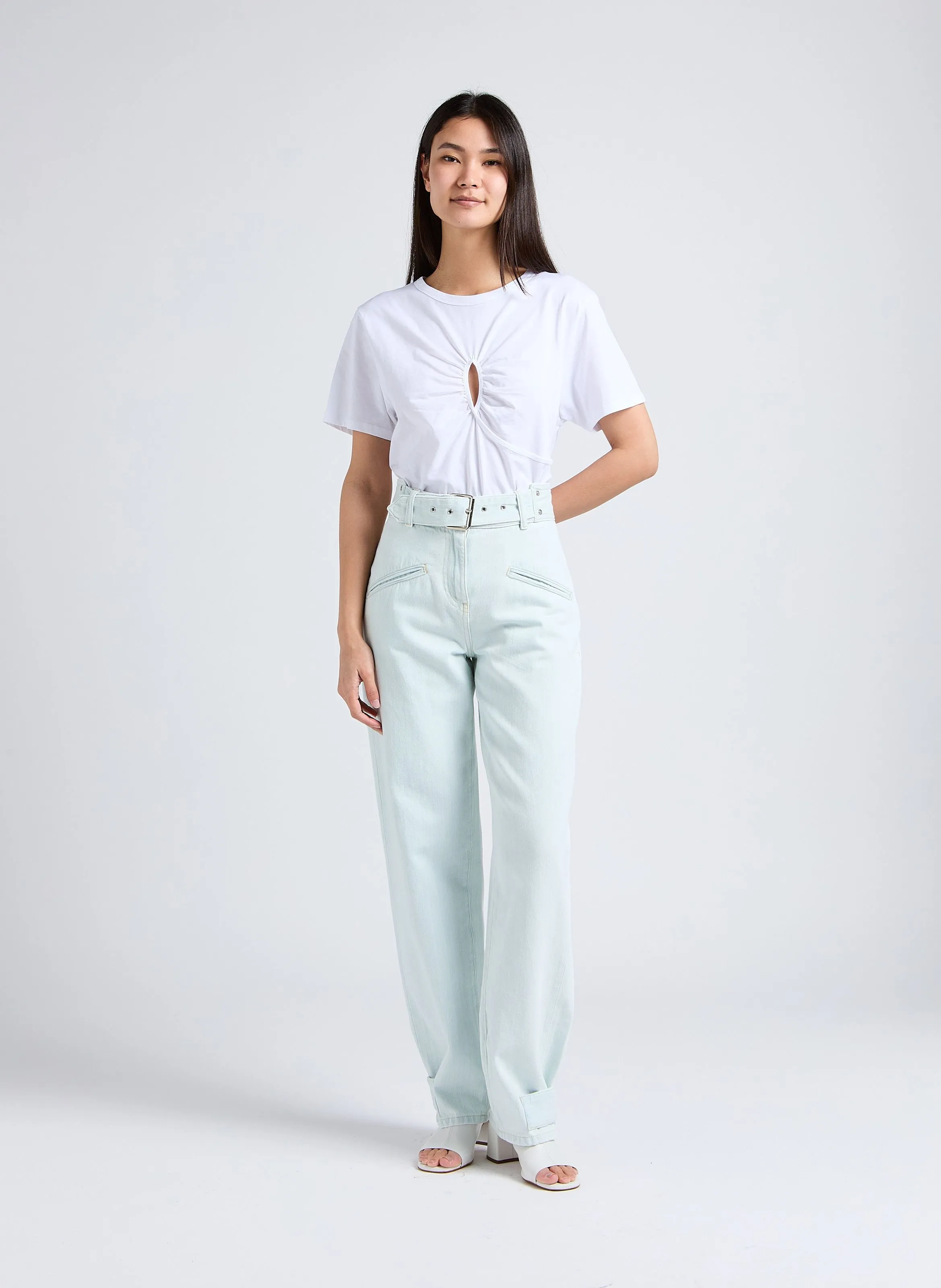 TEE-SHIRT OUVERT AVEC FRONCES EN COTON TEJY - IRO pour FEMME | Printemps