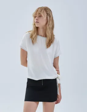 Top blanc cassé bi matière à nouer côté Femme
