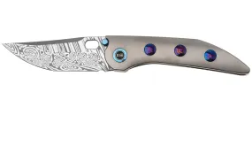 WE Knife Attor WE23037-DS1 Heimskringla Damasteel, Polished Bead Blasted Titanium, Timascus Inlay couteau de poche, Dalibor Berg